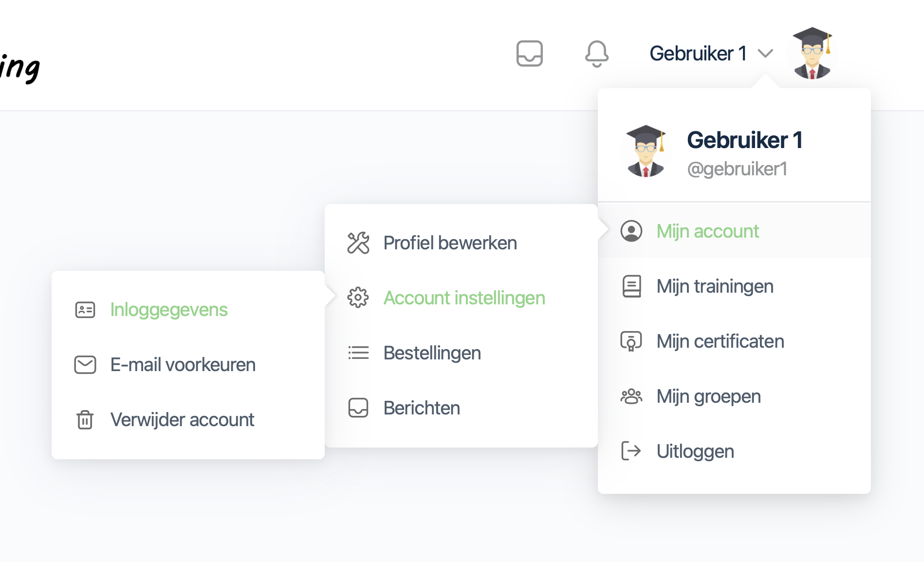 Mijn account menu 2026