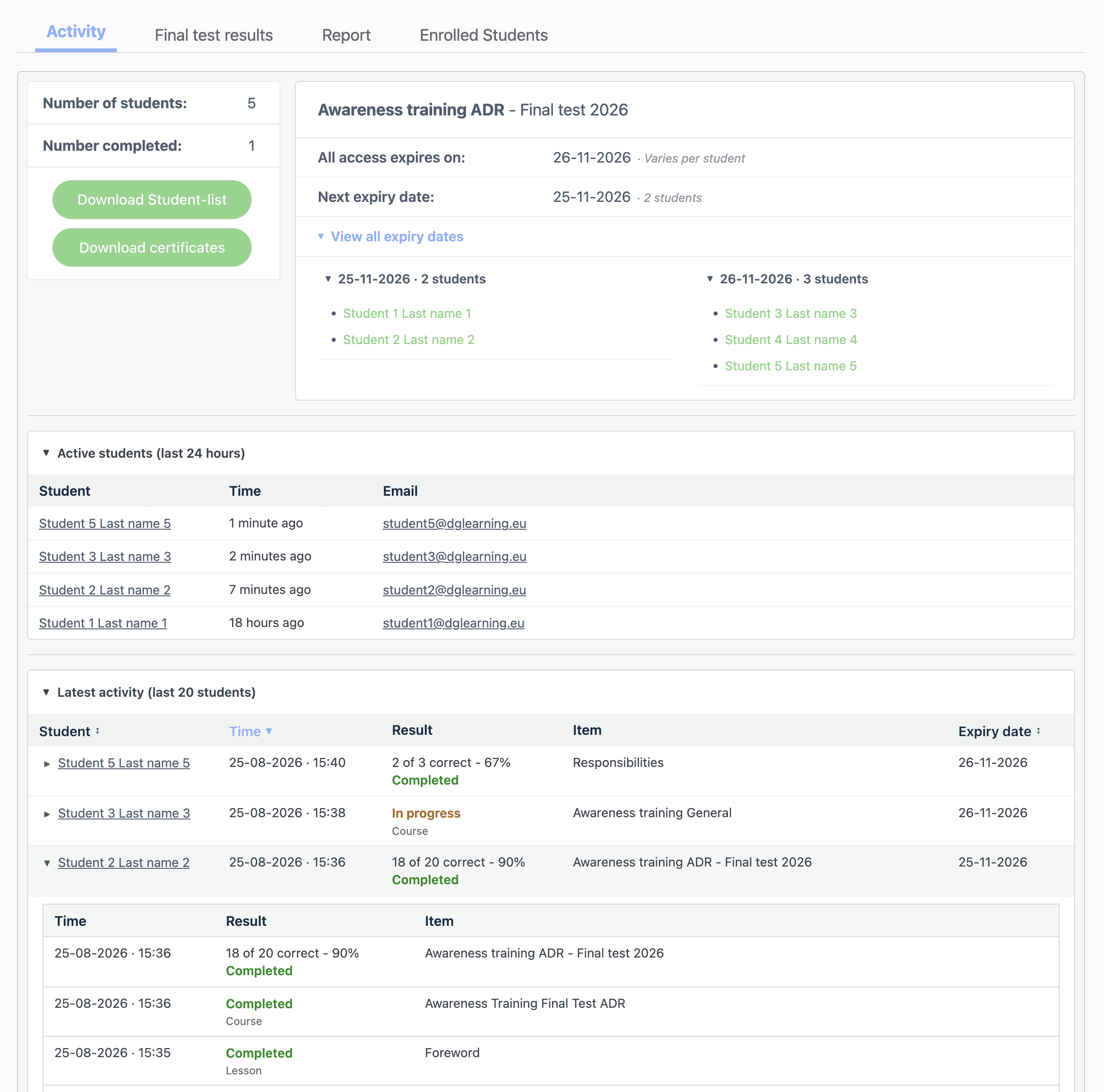 Activity Full page