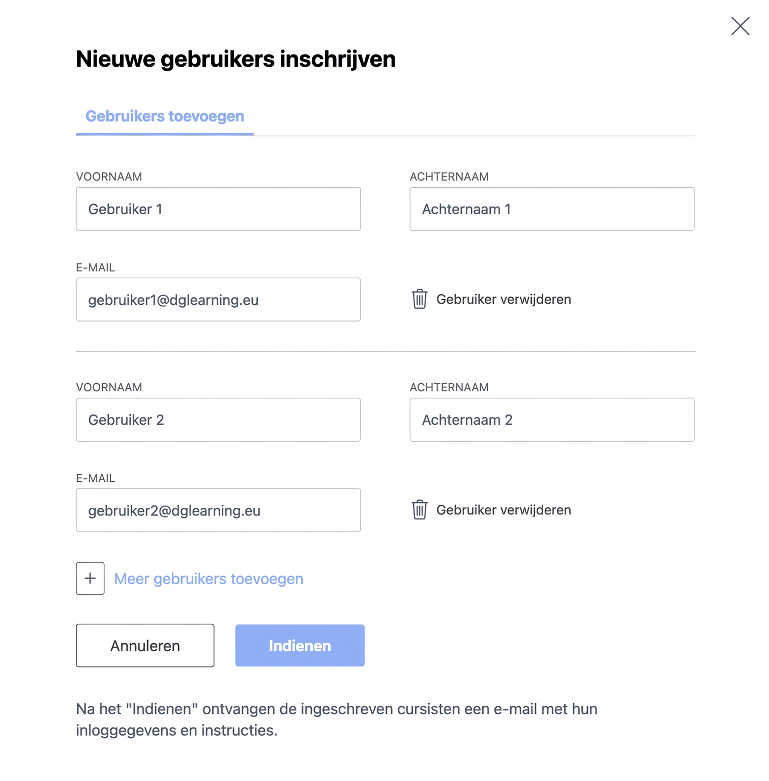 Gebruikers inschrijven DGL 2026